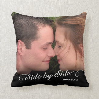 Coussin Photo/Date personnalisé côte à côte