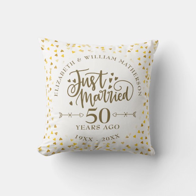 Coussin Photo de 50e anniversaire de mariage Just Married (Recto)