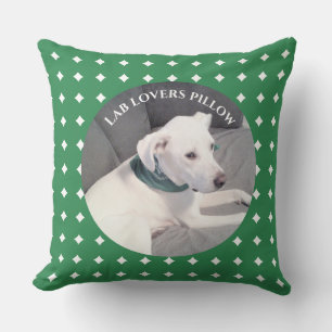 Coussin Photo de beau chien blanc vert et gris