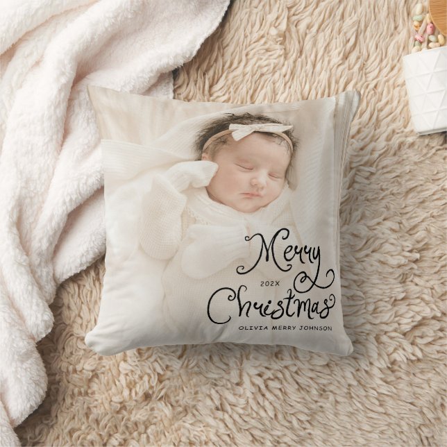 Coussin Photo de bébé pour un joyeux Noël (Couverture)