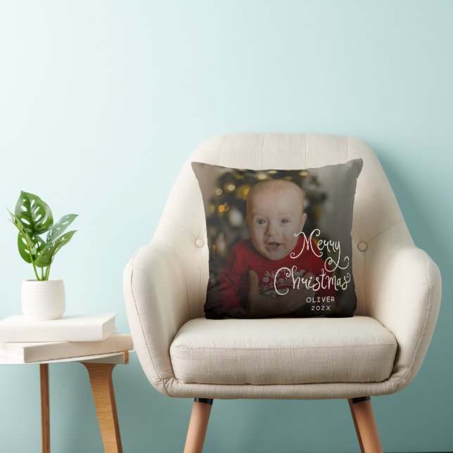 Coussin Photo de bébé pour un joyeux Noël (Chaise)