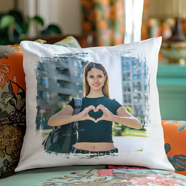Coussin Photo de bordure grunge moderne (Create Your Own Photo Pillow)