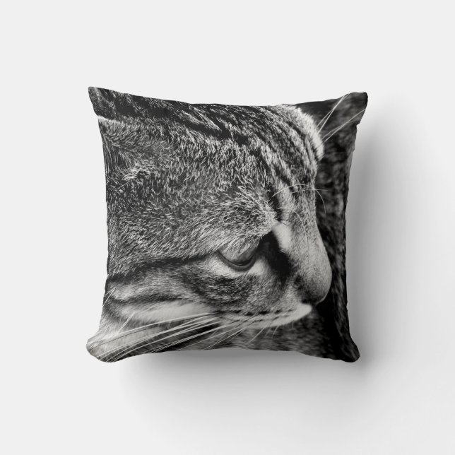 Coussin photo de chat noir et blanc (Recto)