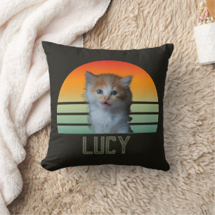 Coussin Photo de chat personnalisée avec nom Cadeau person
