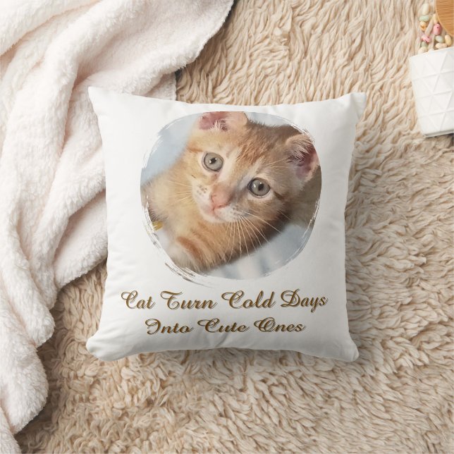 Coussin Photo de chat Texte, Remplacable, Drôle (Couverture)