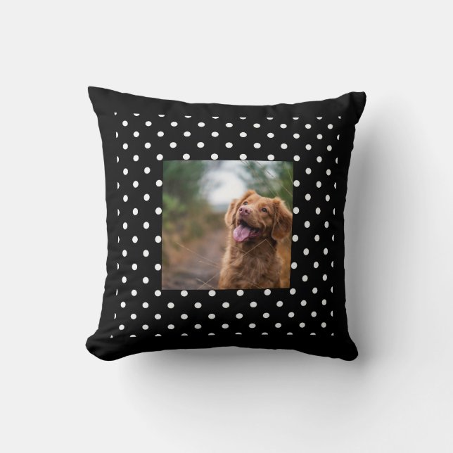 Coussin Photo de chien à pois noir et blanc (Recto)