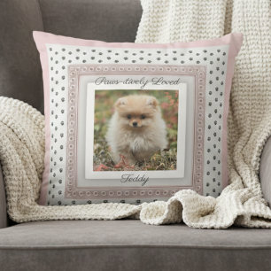 Coussin Photo de chien de compagnie avec empreinte chic