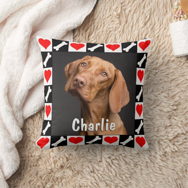 Coussin Photo de chien et nom personnalisé Chiot personnal (Couverture)