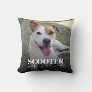 Coussin Photo de chien mémorial Empreintes de pattes dans