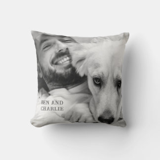 Coussin Photo de chien noir et blanc