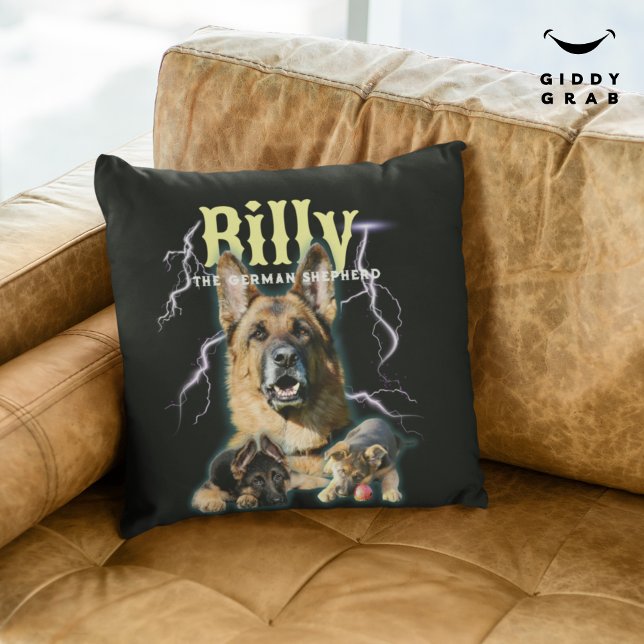 Coussin Photo de chien personnalisée Bootleg tendance 90s (Créateur téléchargé)