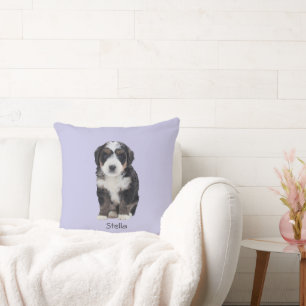 Coussin Photo de chien personnalisée - Misty Lilac avec no