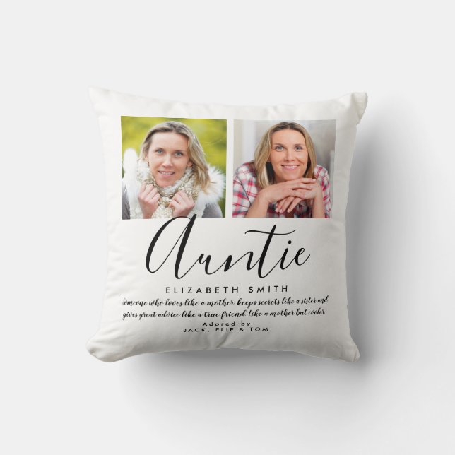 Coussin Photo de citation de Tante écriture élégante moder (Recto)