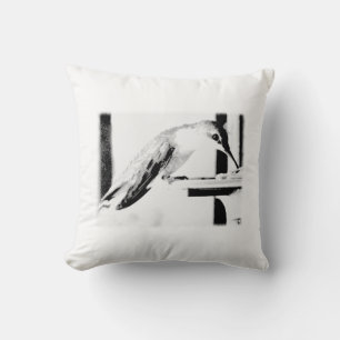Coussin Photo de colibri noir et blanc