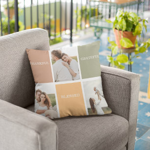 Coussin Photo de collection familiale   Merci béni Gratefu