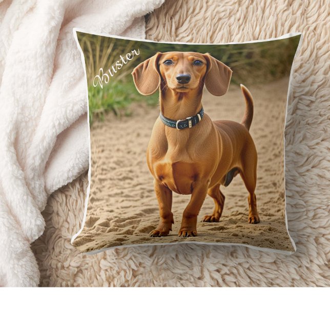 Coussin Photo de compagnie & Nom Dachshund Personnaliser (Créateur téléchargé)