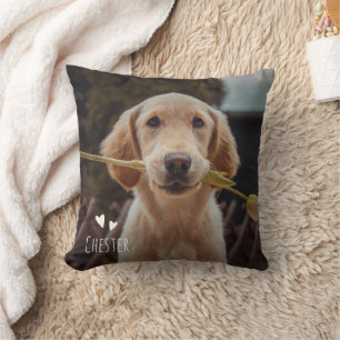 Coussin Photo de compagnie personnalisée avec nom manuscri