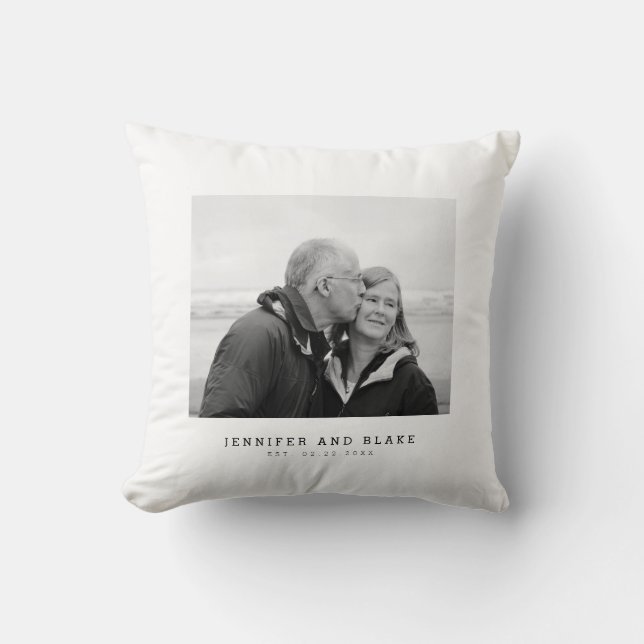 Coussin Photo de couple d'anniversaire Date de mariage (Recto)