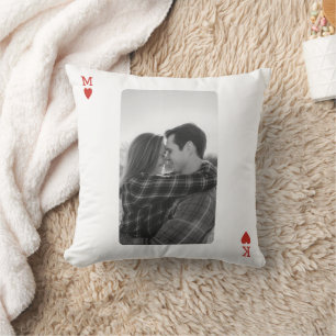 Coussin Photo de couple de carte à jouer Cadeau d'amour ro