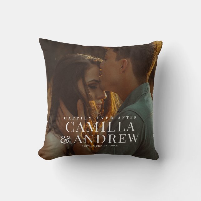 Coussin Photo de couples de mariage heureux pour toujours (Recto)