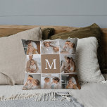 Coussin Photo De Famille De Collage Moderne Avec Initial<br><div class="desc">Photo De Famille De Collage Moderne Avec Initial</div>