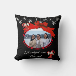 Coussin Photo de famille de l'Aquarelle rouge blanc mignon