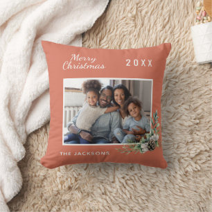 Coussin Photo de famille de Noël terroir poussiéreux nom d