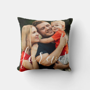 Coussin Photo de famille et nom en écriture pour toujours
