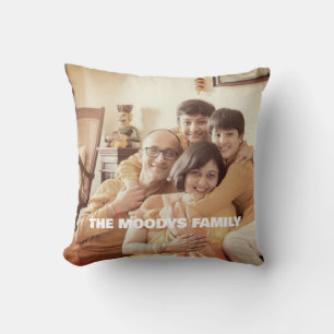 Coussin Photo de famille et nom Jeu d'oreiller