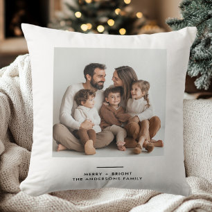 Coussin Photo de famille & Joyeux et minimaliste lumineux