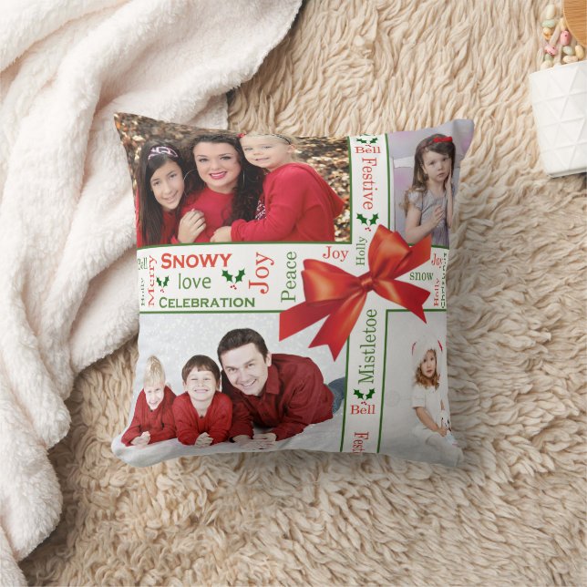 Coussin Photo de famille Noël dans différentes langues (Couverture)