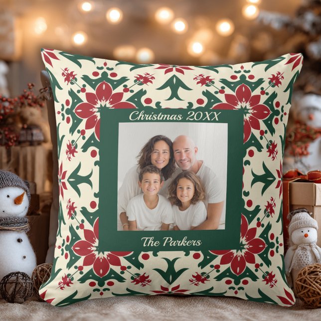 Coussin Photo de famille personnalisée et élégante Noël (Créateur téléchargé)