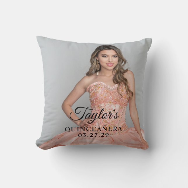 Coussin Photo de fête de Quinceanera (Recto)