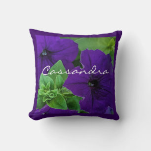 Coussin Photo de fleur violette Verset biblique Pensée pos