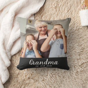 Coussin Photo de grand-mère établie en écriture blanche