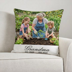 Coussin Photo de grand-mère personnalisé multi-années scri