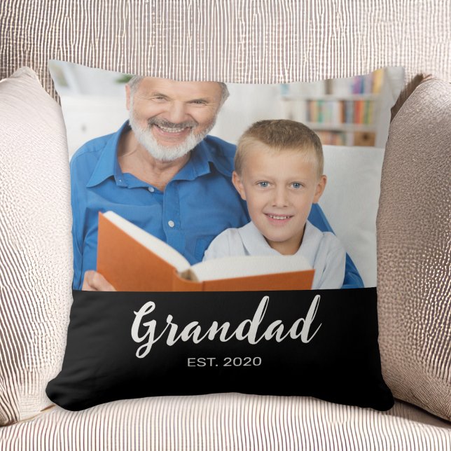 Coussin Photo de grand-père avec écriture moderne établie (Créateur téléchargé)