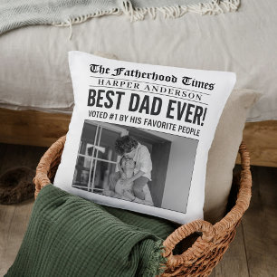 Coussin Photo de journal personnalisée du meilleur papa