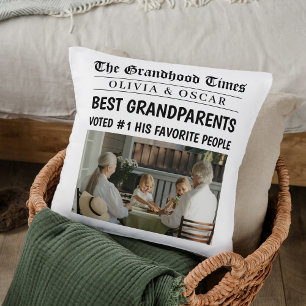 Coussin Photo de journal personnalisée   Meilleurs grands-