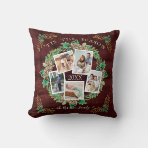 Coussin Photo de la famille agricole Aquarelle Pine Wreath