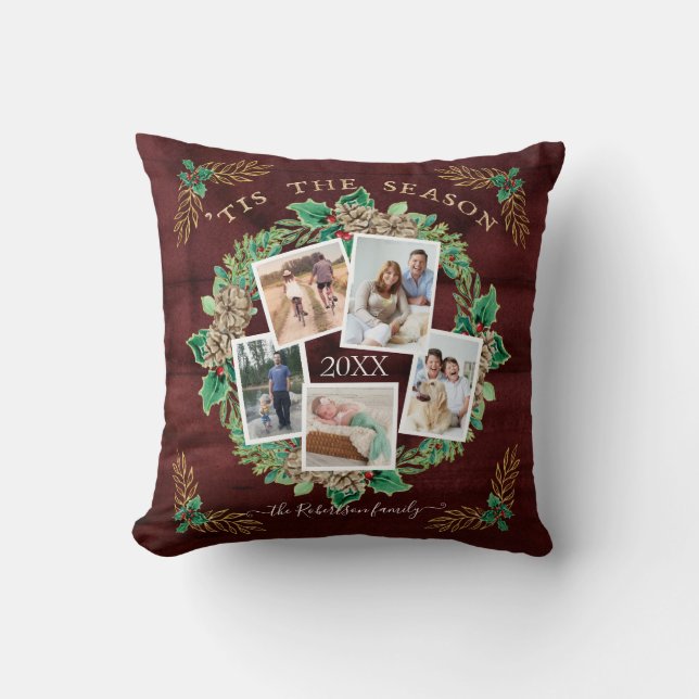 Coussin Photo de la famille agricole Aquarelle Pine Wreath (Recto)