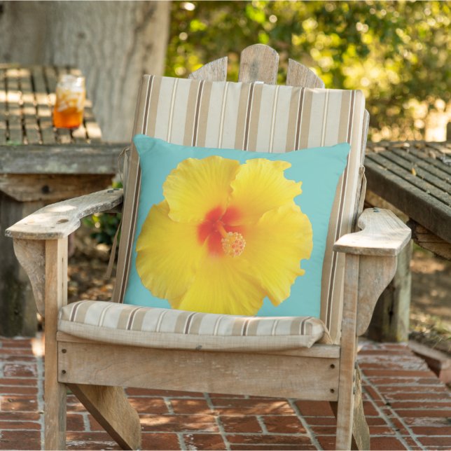 Coussin Photo de la fleur d'Hibiscus jaune (Chaise)