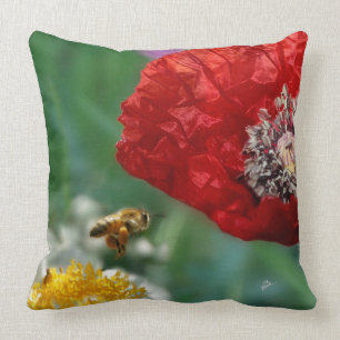 Coussin Photo de la nature moderne de l'abeille et du pavo