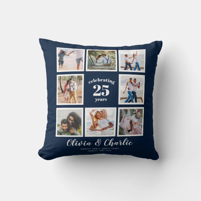 Coussin Photo de l'anniversaire du Mariage Parents (Recto)