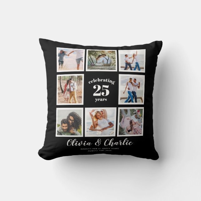 Coussin Photo de l'anniversaire du Mariage Parents (Recto)