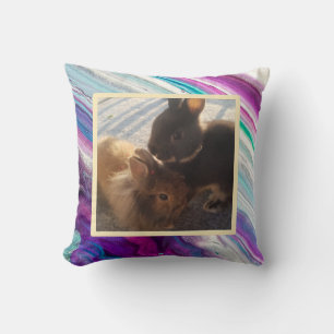 Coussin Photo de lapin de compagnie - colorée