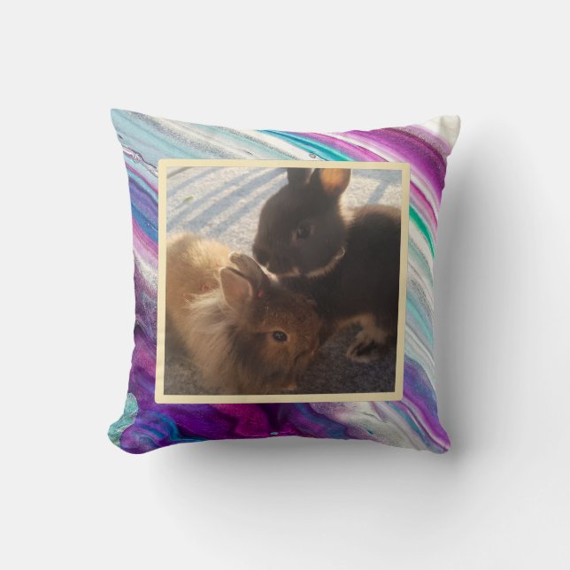 Coussin Photo de lapin de compagnie - colorée (Recto)