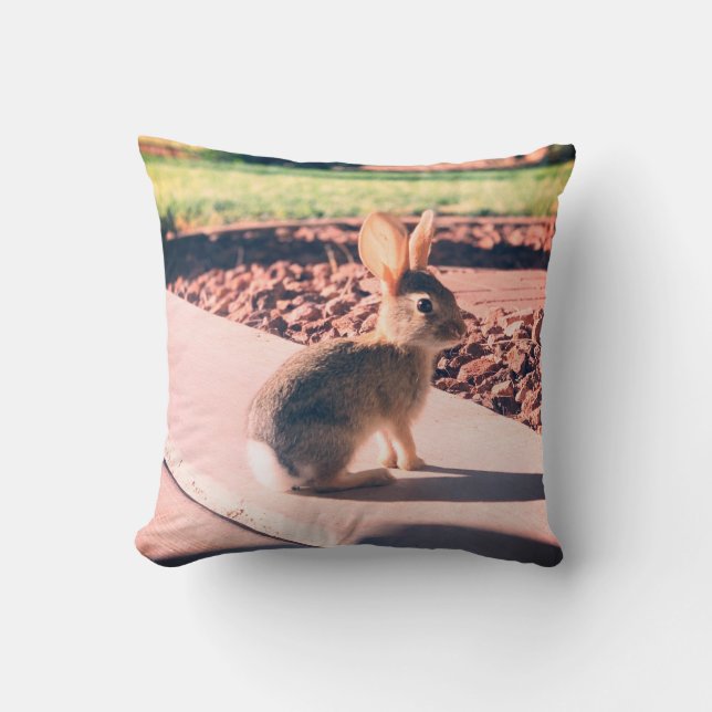 Coussin photo de lapin de Pâques printemps (Recto)