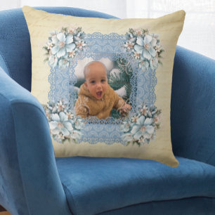 Coussin Photo de lettres délavées victoriennes vintage Mém