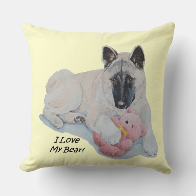 Coussin photo de l'ours en peluche mignon akita (Recto)